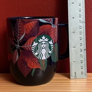 Starbucks Poinsettia Ceramic Mug in Navy - 12 fl oz